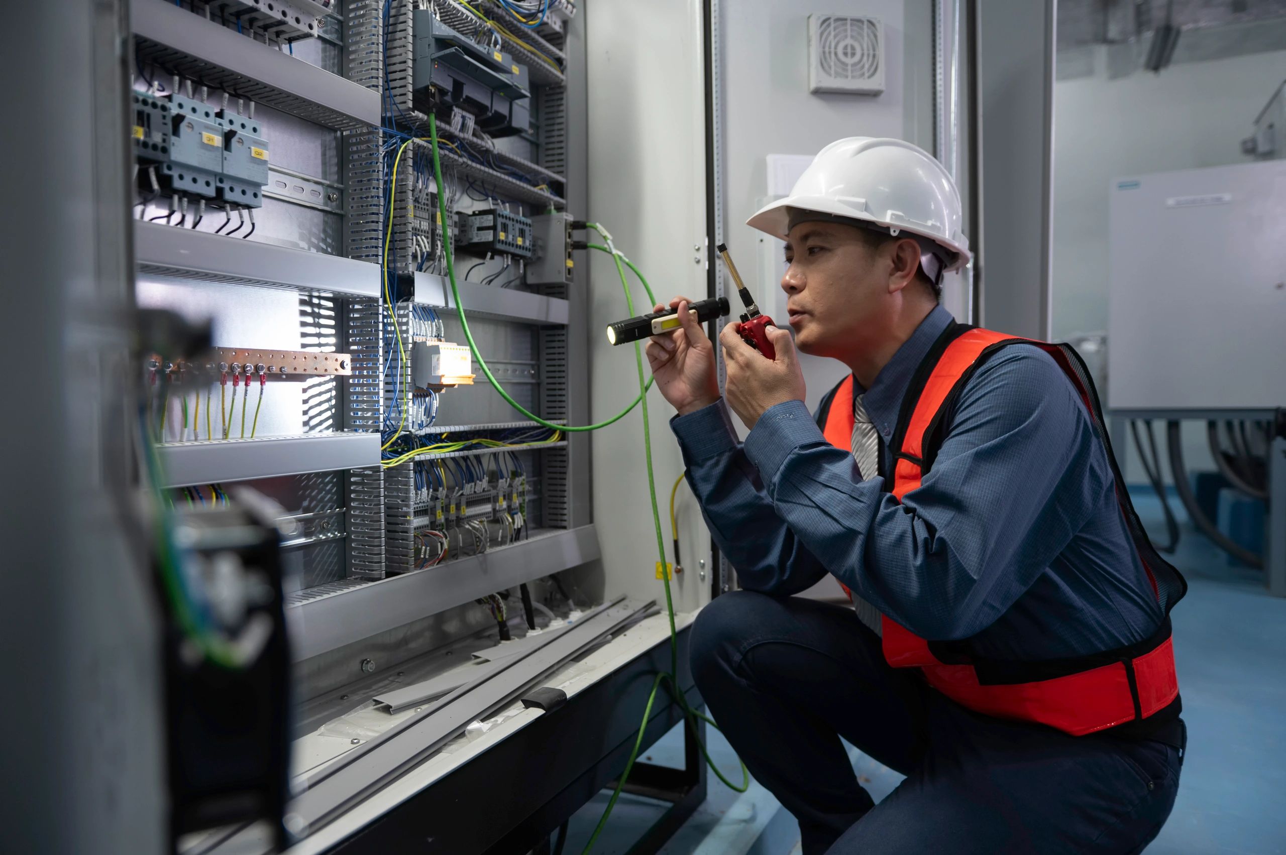 engineer working with control systems